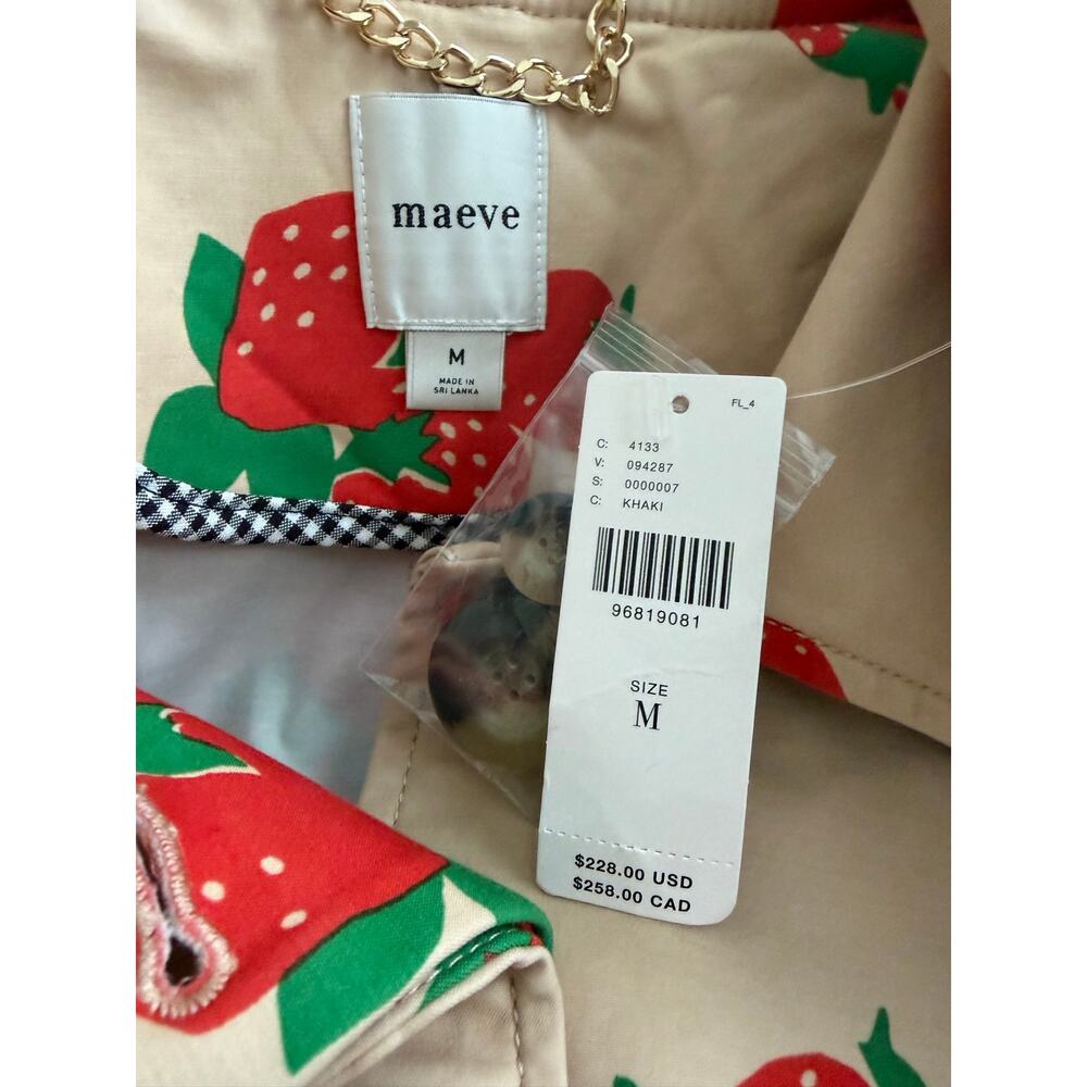 Anthropologie Maeve Strawberry Printed Car Coat NWT Medium - Picture 6 of 6